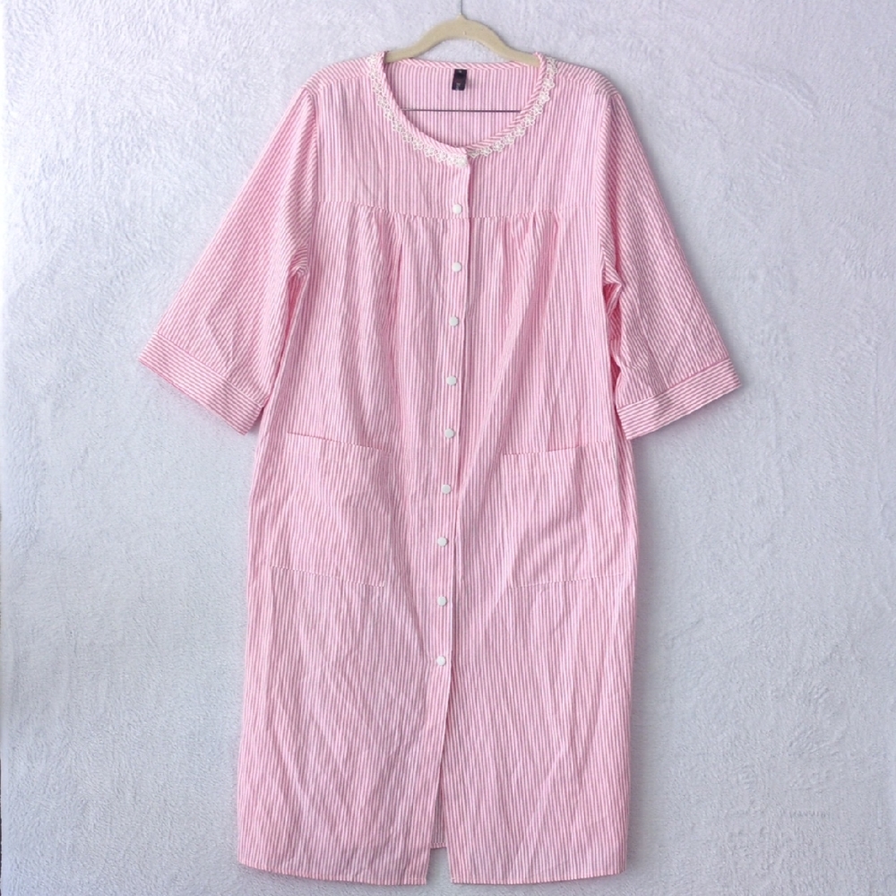 Bloggerlove Women's Pink Striped Mumu House Dress Size S‎